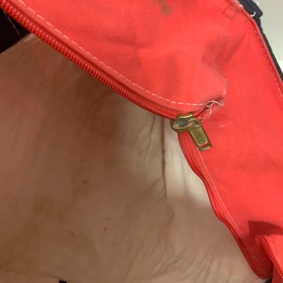 L.L. Bean Boat And Tote Red Orange Blue Polka Dot Canvas Bag Medium - Picture 14 of 16